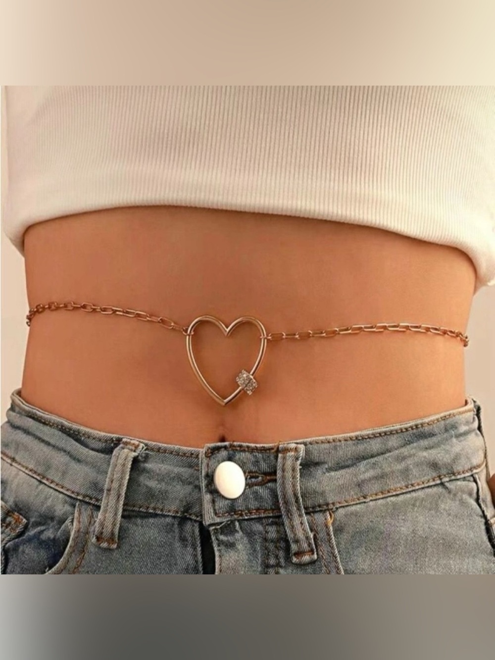Gold Heart Chain Waist
